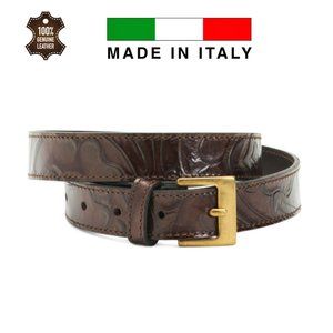 NWT BERGE Made In Italy Foral Leather Belt size: M, L